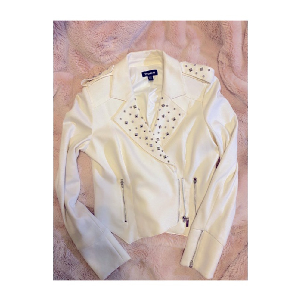 White Bebe Studded Fitted Jacket - image 1